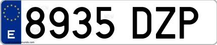 Ejemplo de matrícula española 8935 DZP