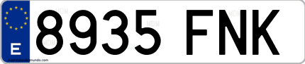 Ejemplo de matrícula de coche ordinaria 8935 FNK