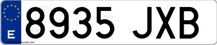 Ejemplo de matrícula española 8935 JXB