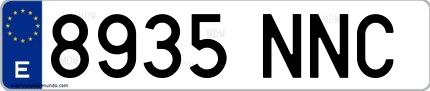 Ejemplo de matrícula española 8935 NNC