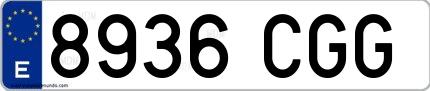 Ejemplo de matrícula española 8936 CGG
