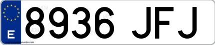 Ejemplo de matrícula española 8936 JFJ