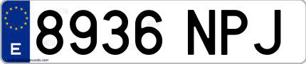 Ejemplo de matrícula española 8936 NPJ