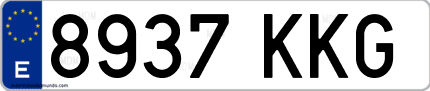 Ejemplo de matrícula de coche ordinaria 8937 KKG