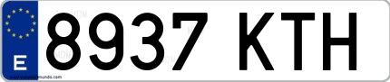 Ejemplo de matrícula española 8937 KTH
