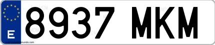 Ejemplo de matrícula española 8937 MKM