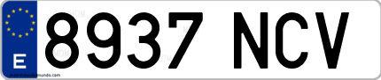 Ejemplo de matrícula de coche ordinaria 8937 NCV