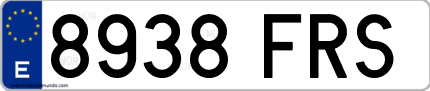 Ejemplo de matrícula de coche ordinaria 8938 FRS
