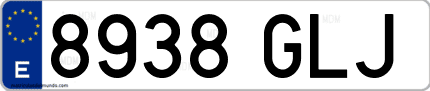 Ejemplo de matrícula de coche ordinaria 8938 GLJ