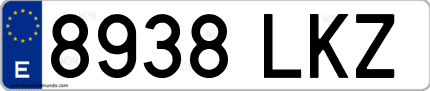 Ejemplo de matrícula de coche ordinaria 8938 LKZ
