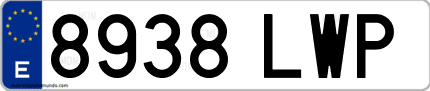 Ejemplo de matrícula de coche ordinaria 8938 LWP