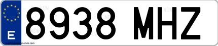 Ejemplo de matrícula española 8938 MHZ