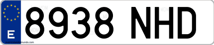 Ejemplo de matrícula de coche ordinaria 8938 NHD