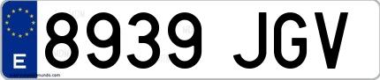 Ejemplo de matrícula española 8939 JGV