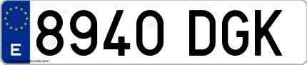Ejemplo de matrícula española 8940 DGK