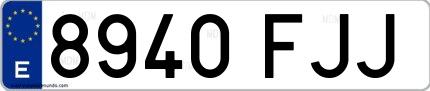 Ejemplo de matrícula española 8940 FJJ