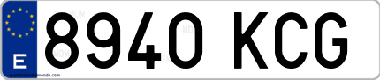 Ejemplo de matrícula de coche ordinaria 8940 KCG