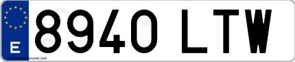 Ejemplo de matrícula española 8940 LTW