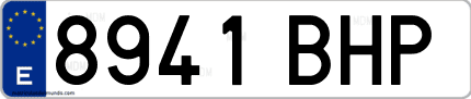 Ejemplo de matrícula de coche ordinaria 8941 BHP