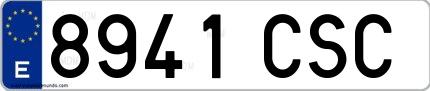Ejemplo de matrícula española 8941 CSC