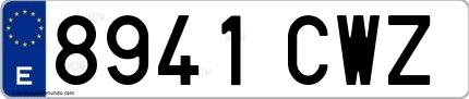 Ejemplo de matrícula española 8941 CWZ