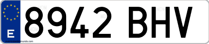 Ejemplo de matrícula de coche ordinaria 8942 BHV