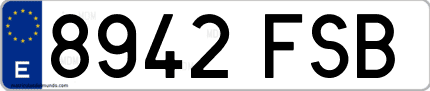 Ejemplo de matrícula de coche ordinaria 8942 FSB