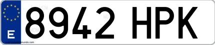 Ejemplo de matrícula española 8942 HPK