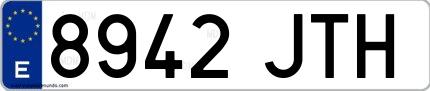 Ejemplo de matrícula española 8942 JTH