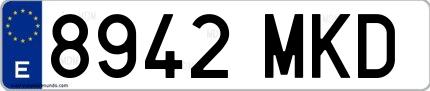 Ejemplo de matrícula española 8942 MKD