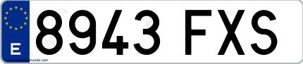 Ejemplo de matrícula española 8943 FXS