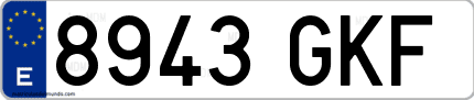 Ejemplo de matrícula de coche ordinaria 8943 GKF