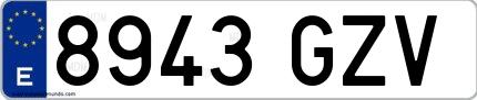Ejemplo de matrícula española 8943 GZV