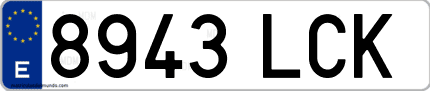 Ejemplo de matrícula de coche ordinaria 8943 LCK