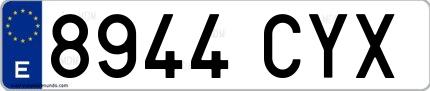 Ejemplo de matrícula española 8944 CYX