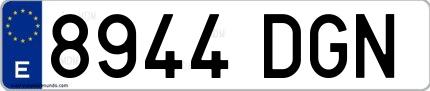 Ejemplo de matrícula española 8944 DGN