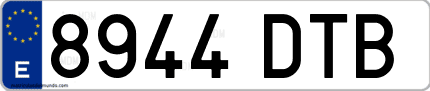 Ejemplo de matrícula de coche ordinaria 8944 DTB