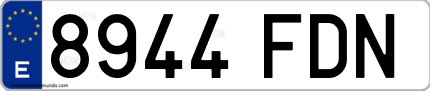 Ejemplo de matrícula de coche ordinaria 8944 FDN