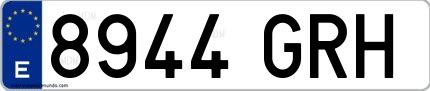 Ejemplo de matrícula española 8944 GRH