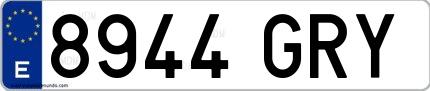 Ejemplo de matrícula española 8944 GRY