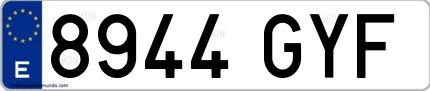 Ejemplo de matrícula española 8944 GYF