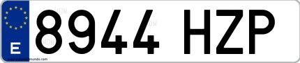 Ejemplo de matrícula española 8944 HZP