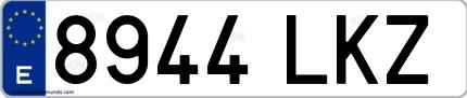 Ejemplo de matrícula española 8944 LKZ