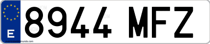 Ejemplo de matrícula de coche ordinaria 8944 MFZ