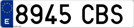 Ejemplo de matrícula española 8945 CBS