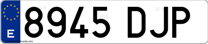 Ejemplo de matrícula de coche ordinaria 8945 DJP