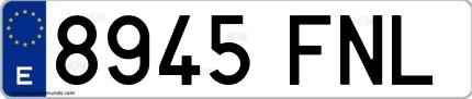 Ejemplo de matrícula española 8945 FNL