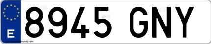 Ejemplo de matrícula española 8945 GNY