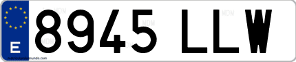 Ejemplo de matrícula de coche ordinaria 8945 LLW