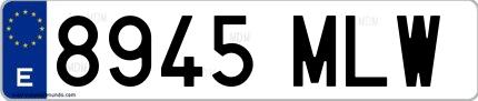 Ejemplo de matrícula española 8945 MLW